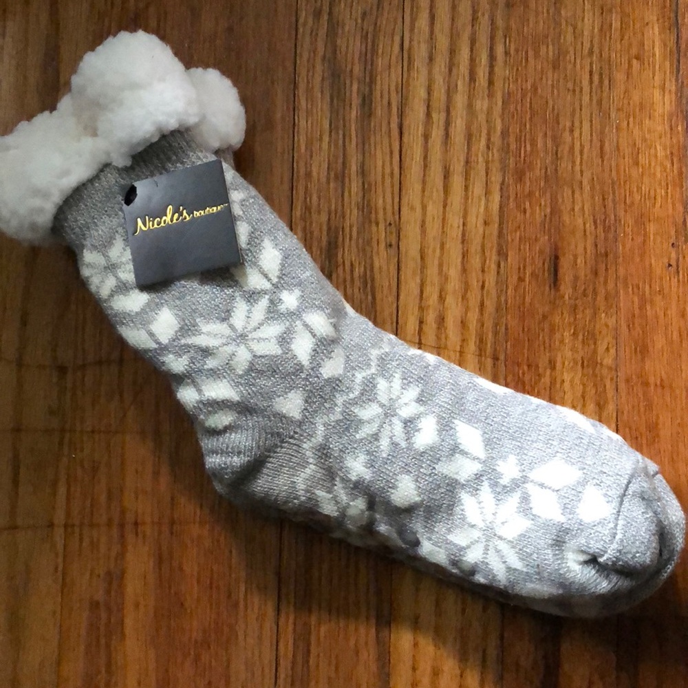 Calf length fuzzy socks